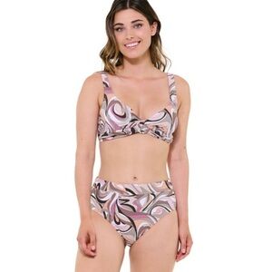 Bikini Twisted Knot Top -S and 
High Waist Bottom -M Multicolor Swirl